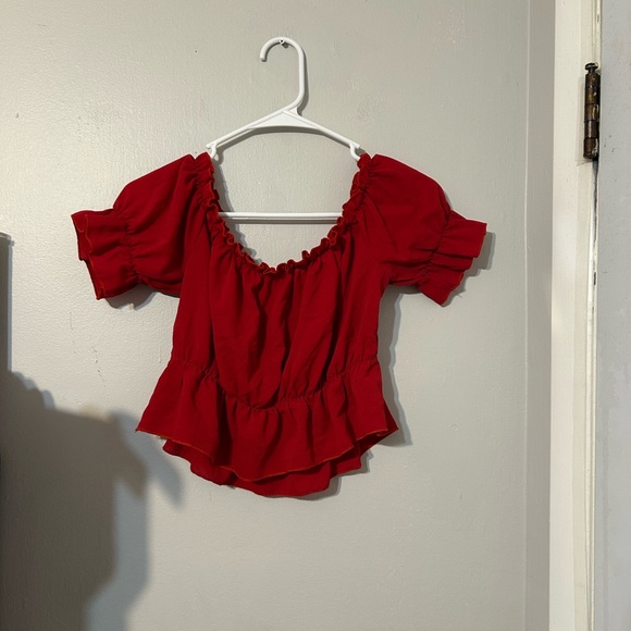 SHEIN Red Ruffle Blouse - Picture 3 of 3